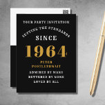 60-årsfirande 1964 Svart Guld Inbjudan<br><div class="desc">Elegant svart och guld 60-års födelsedagsinbjudan - Skapa din egen personliga design. Att sätta scenen för en minnesvärd fest börjar med den perfekta inbjudan. Vår eleganta svarta och gyllene 60-års inbjudan är det perfekta valet för denna milstolpe. Badad i svart för en touch av sofistikering och prydd i guld för...</div>