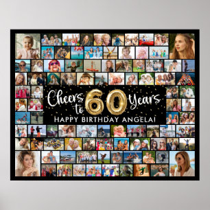 60-årsfirande 92 bilder svart guld Skål för år Poster