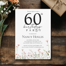 60-årsfirande Blommig Elegant Skrift Födelsedagsfe