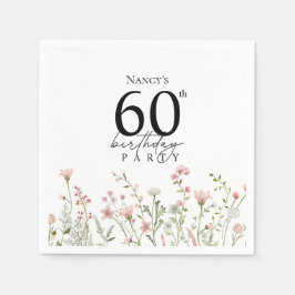 60-årsfirande Blommig Elegant Skrift Pappersservett