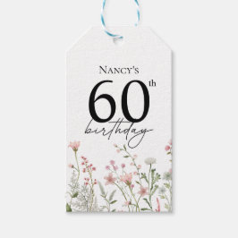 60-årsfirande Blommig Elegant Skrift Presentetikett