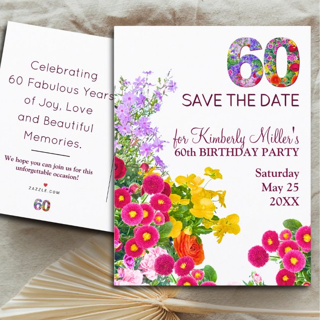 60-årsfirande blomster modern 60 år fest meddelande vykort (Skapare uppladdad)