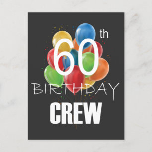 60-årsfirande Crew 60 Födelsedagsfirande Grupp Vykort