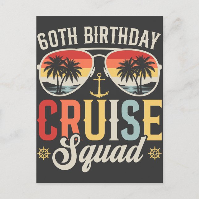 60-årsfirande Cruise Squad Familjematchande Vykort (Framsida)