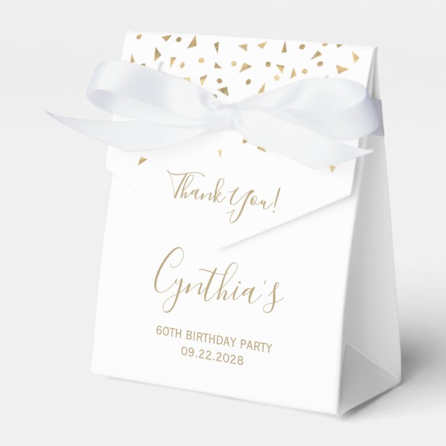 60-årsfirande Elegant guldconfetti Vit Presentaskar (Framsidan Sidan)