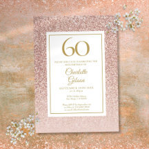 60-årsfirande Elegant Roséguld Glitter