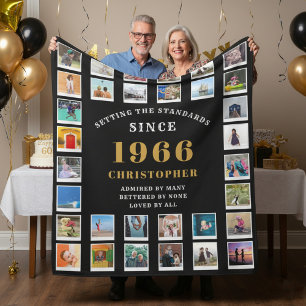 60-årsfirande familjeminnen fotokollage fleecefilt
