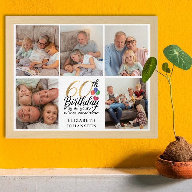 60-årsfirande Fotokollage Script Typografi Poster (Skapare uppladdad)
