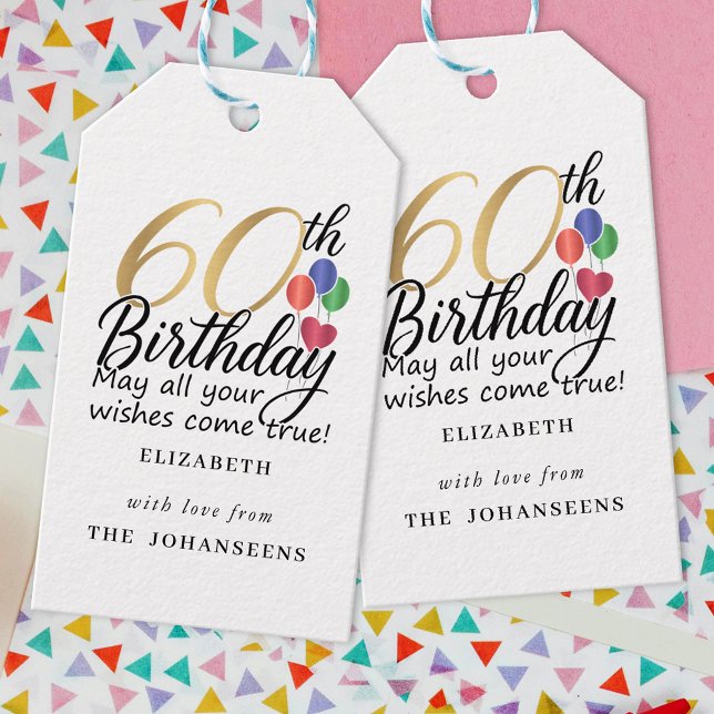 60-årsfirande Modern Skript Typografi Guld Sextio Presentetikett (Skapare uppladdad)