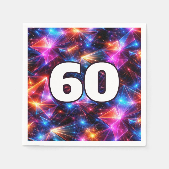 60-årsfirande Neon Polygon Abstrakt  Pappersservett (Framsidan)