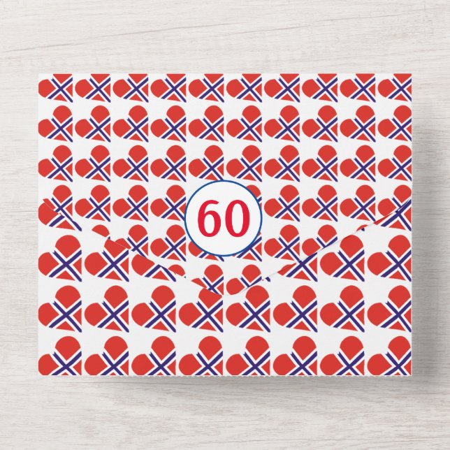 60-årsfirande Norsk hjärta flagga röd (Baksida)