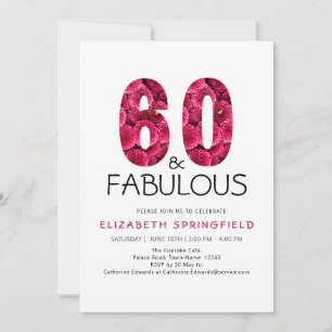 60-årsfirande Rosa Blommig Sextio och Fantastisk Inbjudningar
