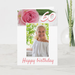 60-årsfirande Rosa Ros Blomma Foto Kort