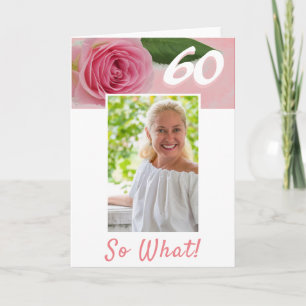 60-årsfirande Rosa Ros Positivt Foto Födelsedag Kort