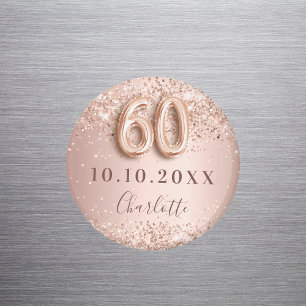 60-årsfirande roséguld rosa save the date magnet