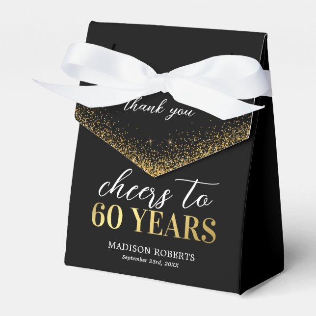 60-årsfirande Tack Svart Guld Förmånslåda Presentaskar (Framsidan Sidan)