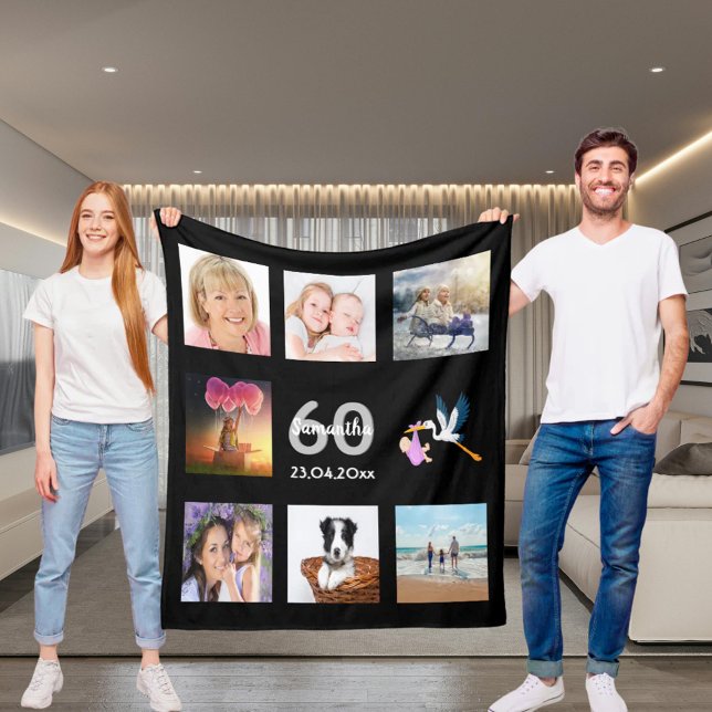 60-årsfotokollage svart fleecefilt (Skapare uppladdad)