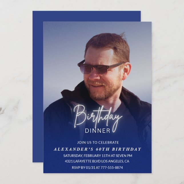 60-årsinbjudan Födelsedag Foto Manar Inbjudningar (Fram/baksida)