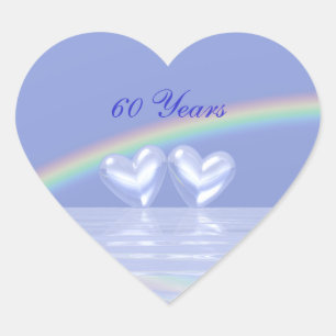 60-årsjubiléet Diamond Hearts Hjärtformat Klistermärke