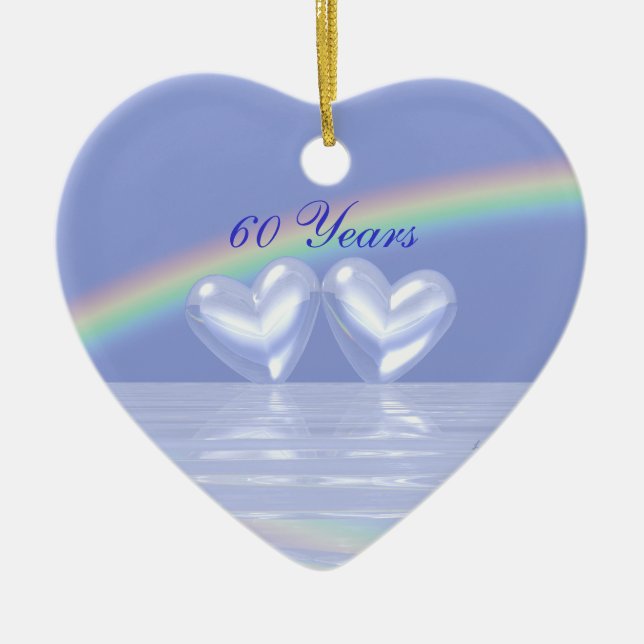 60-årsjubiléet Diamond Hearts Julgransprydnad Keramik (Framsidan)