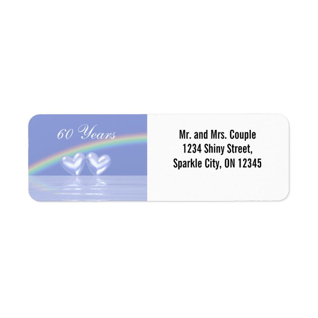 60-årsjubiléet Diamond Hearts Returadress Etikett (Framsidan)