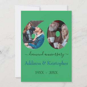 60-årsjubiléet Diamond Kärlek Photo Template Inbjudningar