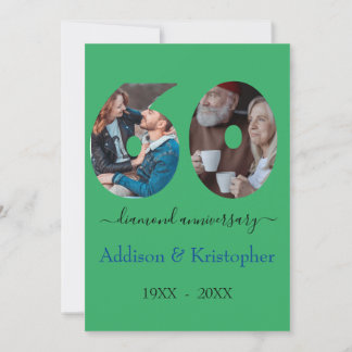 60-årsjubiléet Diamond Kärlek Photo Template Inbjudningar