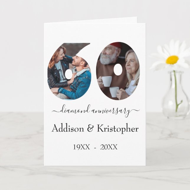 60-årsjubiléet Diamond Kärlek Photo Template Kort (Liten växt)