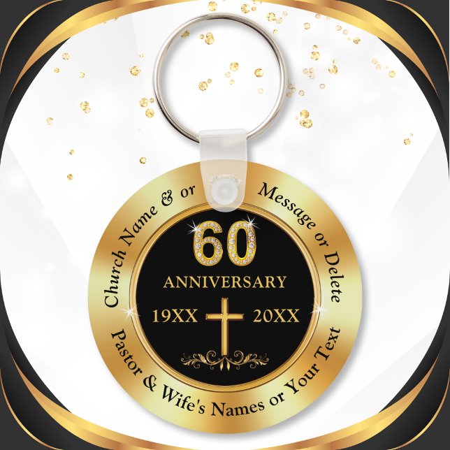 60-årsjubiléet eller 60-årsjubiléet nyckelring (60th church anniversary party favors or Christian 60th Anniversary. Church 60th anniversary, Black.)