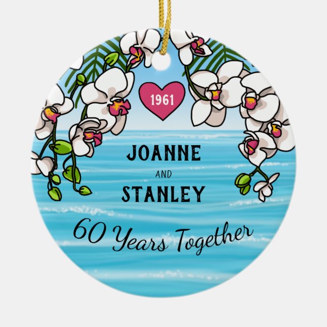 60-årsjubiléet Tropical Beach Orchids Julgransprydnad Keramik (Framsidan)