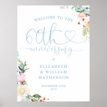 60-årsjubiléet Välkomsttecken för Heart Script Blo