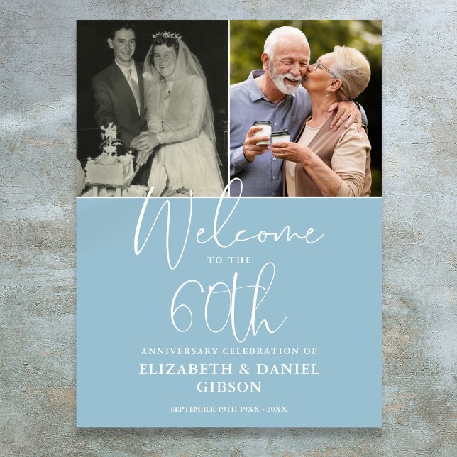 60-årsjubileum 2 Foto Välkomstskylt Poster (60th Wedding Anniversary 2 Photo Welcome Sign)