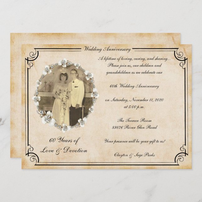 60-årsjubileum firande inbjudningar (Fram/baksida)