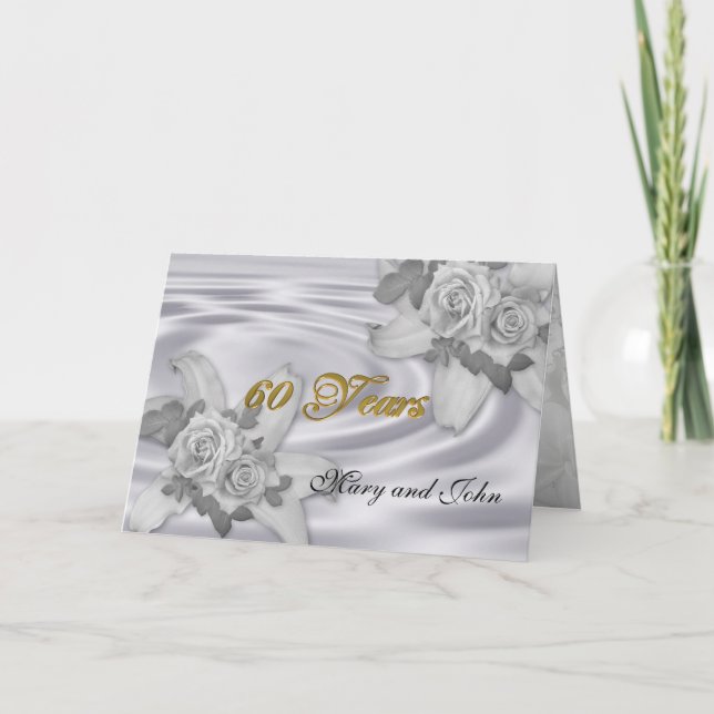 60-årsjubileum för festinbjudan till vit ros inbjudan (Framsida)