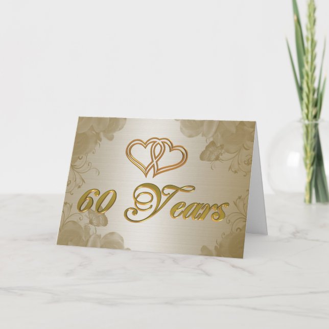 60-årsjubileum guld satin inbjudan (Framsida)