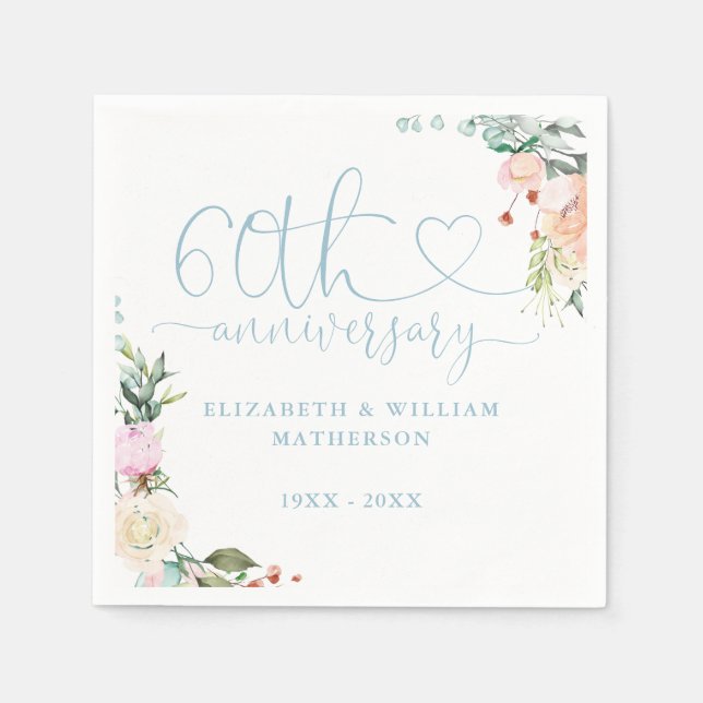 60-årsjubileum Guldhjärta Rosor Pappersservett (Framsidan)