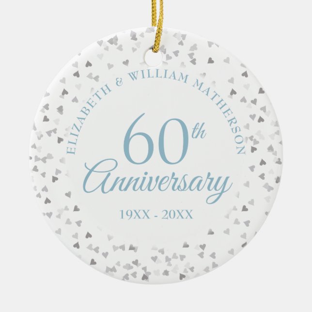 60-årsjubileum Hjärtkonfetti Julgransprydnad Keramik (Framsidan)