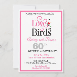 60-årsjubileum Love birds Personlig Inbjudningar