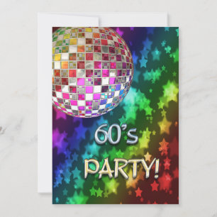 60-årsjubileum med disco boll och stjärnans regnbå inbjudningar