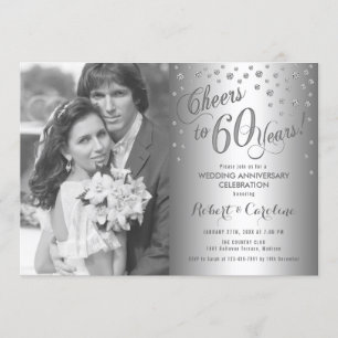 60-årsjubileum med foto - diamant silver inbjudningar