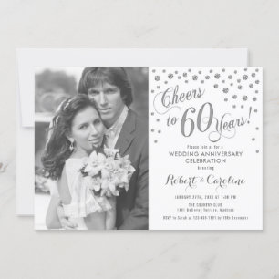60-årsjubileum med foto - Silver Vitt Inbjudningar