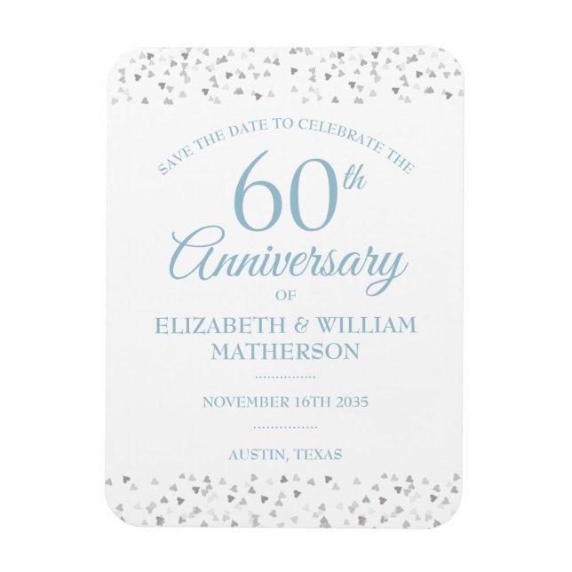 60-årsjubileum Rädda Datum Kärlekshjärtan Magnet (Vertikal)