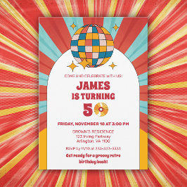 60-årsjubileum Retro 50:e 60:e Vuxen Groovy Inbjudningar
