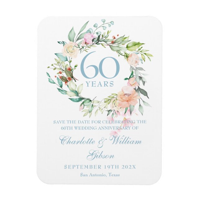 60-årsjubileum Spara datum Landsbygdens rosor Magnet (Vertikal)