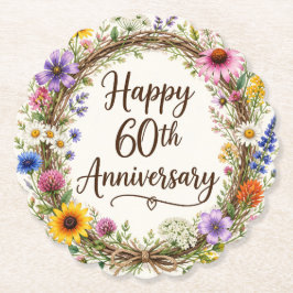 60-årsjubileumsblommig underlägg papper