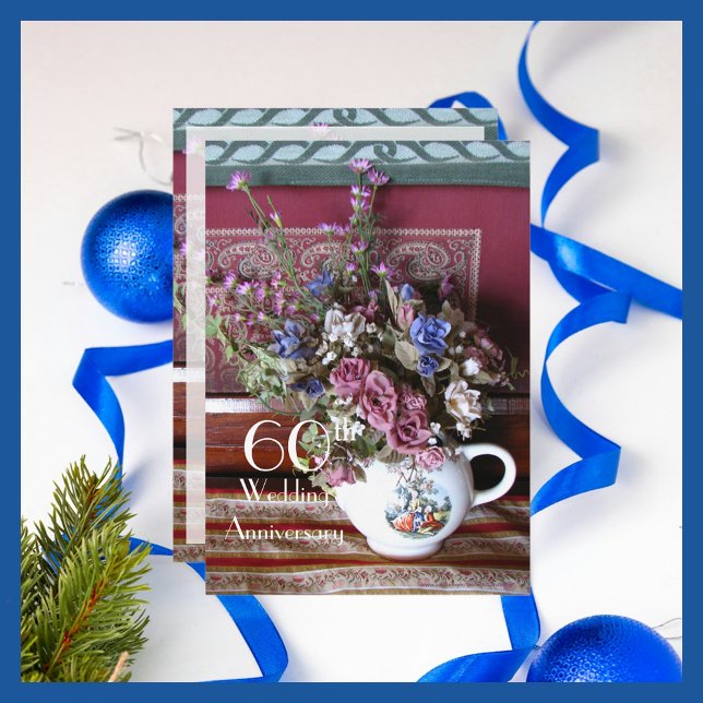 60-årsjubileumsinbjudan Vintage-te-kanna Inbjudningar (Skapare uppladdad)