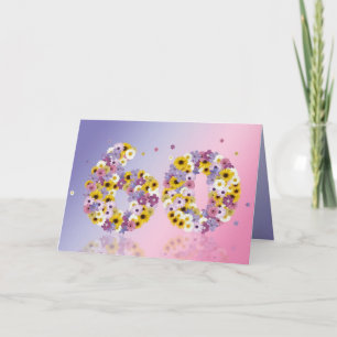 60-årskort med brev i blomsterodling kort