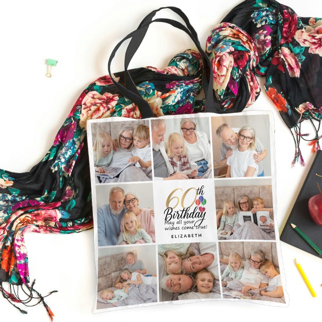 60-årspresent Foto Collage Mormor Mor Gåvor Tygkasse (Skapare uppladdad)