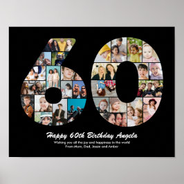 60-årspresent Nummer 60 Bildcollage Present Poster