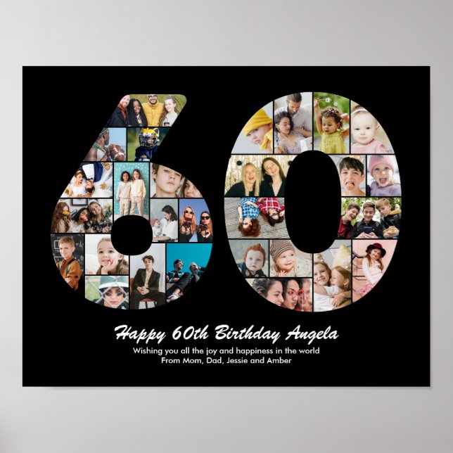 60-årspresent Nummer 60 Bildcollage Present Poster (Framsidan)